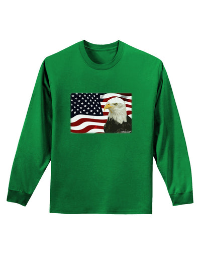 Patriotic USA Flag with Bald Eagle Adult Long Sleeve Dark T-Shirt by TooLoud-TooLoud-Kelly-Green-Small-Davson Sales