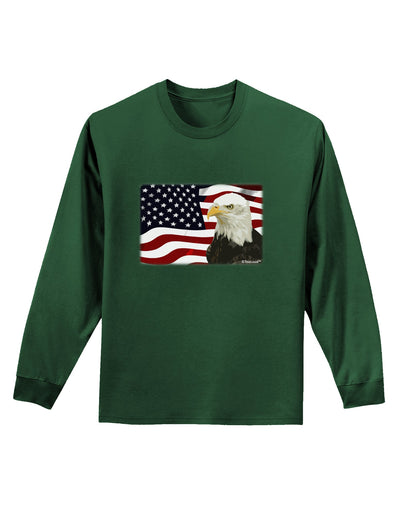 Patriotic USA Flag with Bald Eagle Adult Long Sleeve Dark T-Shirt by TooLoud-TooLoud-Dark-Green-Small-Davson Sales