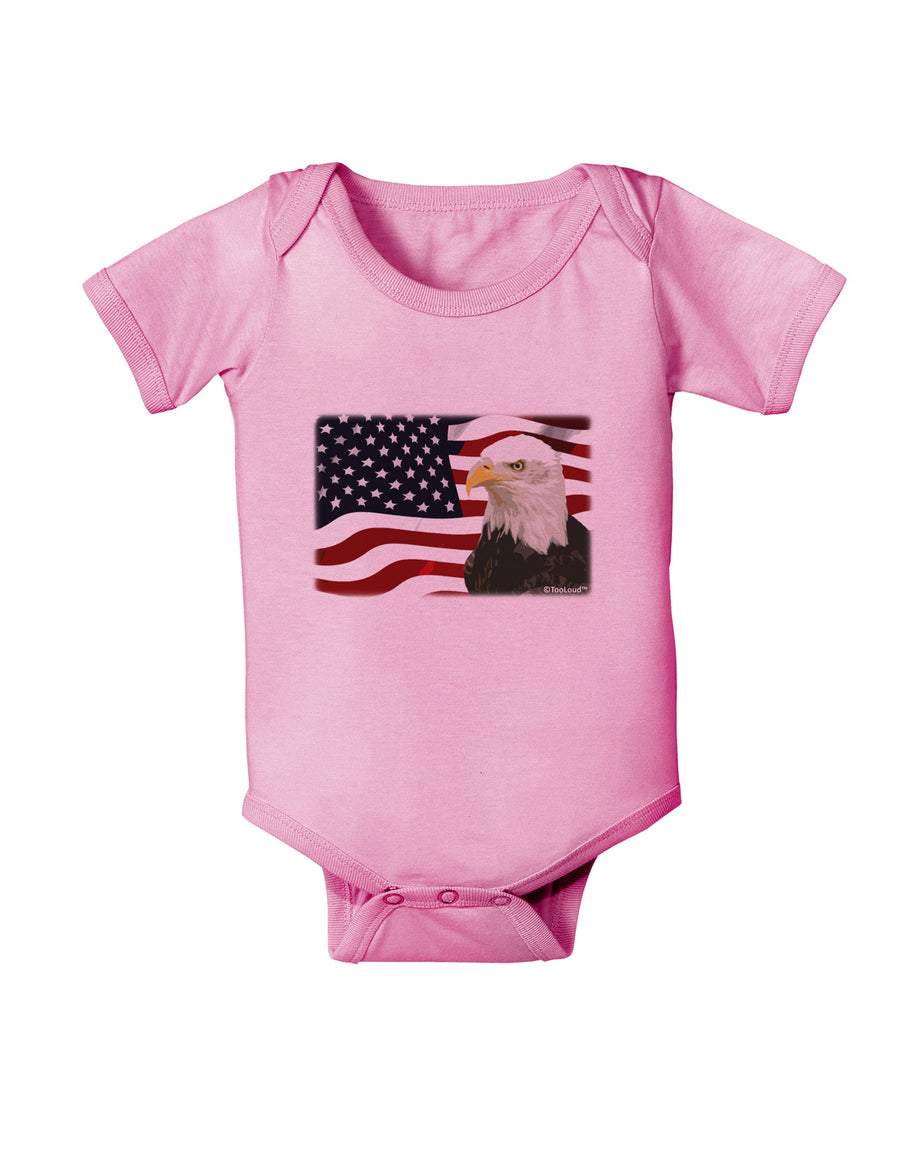 Patriotic USA Flag with Bald Eagle Baby Romper Bodysuit by TooLoud-Baby Romper-TooLoud-White-06-Months-Davson Sales