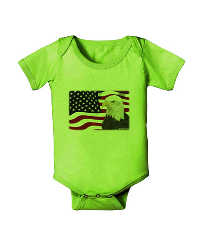 Patriotic USA Flag with Bald Eagle Baby Romper Bodysuit by TooLoud