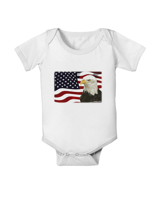 Patriotic USA Flag with Bald Eagle Baby Romper Bodysuit by TooLoud-Baby Romper-TooLoud-White-06-Months-Davson Sales