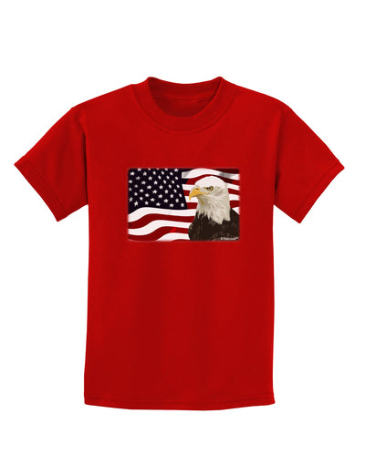 Patriotic USA Flag with Bald Eagle Childrens Dark T-Shirt by TooLoud-Childrens T-Shirt-TooLoud-Red-X-Small-Davson Sales