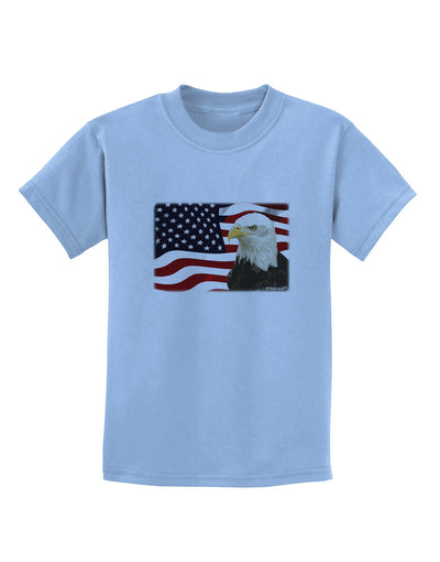 Patriotic USA Flag with Bald Eagle Childrens T-Shirt by TooLoud-Childrens T-Shirt-TooLoud-Light-Blue-X-Small-Davson Sales