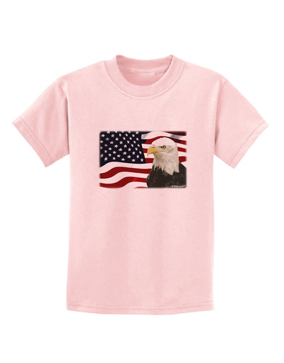 Patriotic USA Flag with Bald Eagle Childrens T-Shirt by TooLoud-Childrens T-Shirt-TooLoud-PalePink-X-Small-Davson Sales