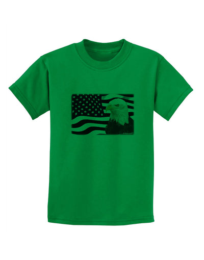 Patriotic USA Flag with Bald Eagle Childrens T-Shirt by TooLoud-Childrens T-Shirt-TooLoud-Kelly-Green-X-Small-Davson Sales