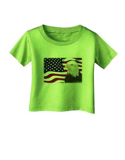 Patriotic USA Flag with Bald Eagle Infant T-Shirt by TooLoud-Infant T-Shirt-TooLoud-Lime-Green-06-Months-Davson Sales