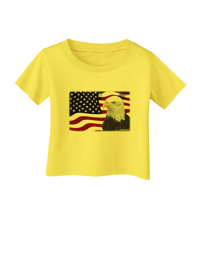 Patriotic USA Flag with Bald Eagle Infant T-Shirt by TooLoud-Infant T-Shirt-TooLoud-Yellow-06-Months-Davson Sales