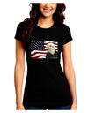Patriotic USA Flag with Bald Eagle Juniors Crew Dark T-Shirt by TooLoud-T-Shirts Juniors Tops-TooLoud-Black-Juniors Fitted Small-Davson Sales