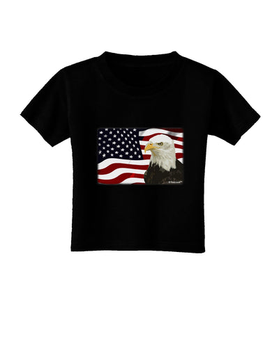 Patriotic USA Flag with Bald Eagle Toddler T-Shirt Dark by TooLoud-Toddler T-Shirt-TooLoud-Black-2T-Davson Sales