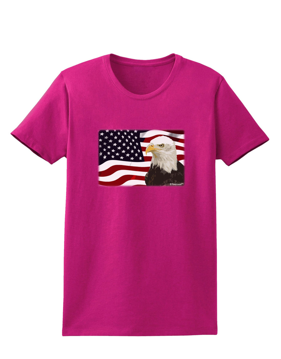 Patriotic USA Flag with Bald Eagle Womens Dark T-Shirt by TooLoud