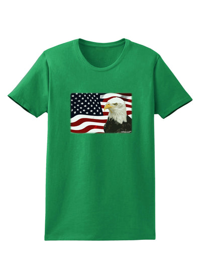 Patriotic USA Flag with Bald Eagle Womens Dark T-Shirt by TooLoud-Womens T-Shirt-TooLoud-Kelly-Green-X-Small-Davson Sales