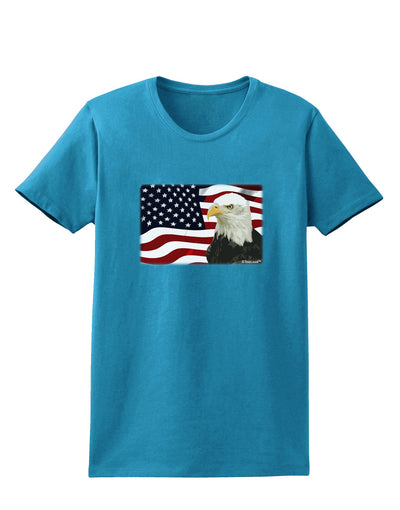 Patriotic USA Flag with Bald Eagle Womens Dark T-Shirt by TooLoud-Womens T-Shirt-TooLoud-Turquoise-X-Small-Davson Sales