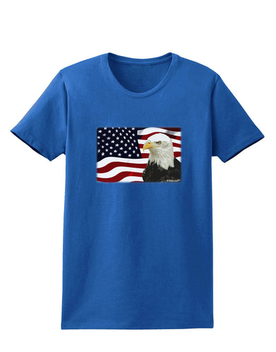 Patriotic USA Flag with Bald Eagle Womens Dark T-Shirt by TooLoud-Womens T-Shirt-TooLoud-Royal-Blue-X-Small-Davson Sales