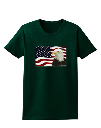 Patriotic USA Flag with Bald Eagle Womens Dark T-Shirt by TooLoud-Womens T-Shirt-TooLoud-Forest-Green-Small-Davson Sales