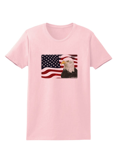 Patriotic USA Flag with Bald Eagle Womens T-Shirt by TooLoud-Womens T-Shirt-TooLoud-PalePink-X-Small-Davson Sales