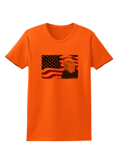 Patriotic USA Flag with Bald Eagle Womens T-Shirt by TooLoud-Womens T-Shirt-TooLoud-Orange-X-Small-Davson Sales