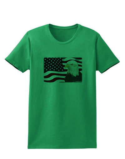 Patriotic USA Flag with Bald Eagle Womens T-Shirt by TooLoud-Womens T-Shirt-TooLoud-Kelly-Green-X-Small-Davson Sales