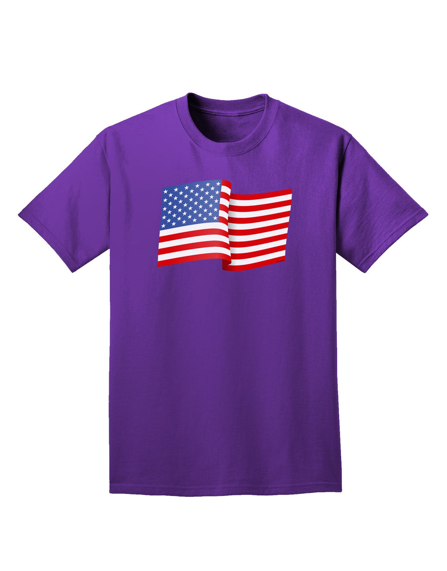 Patriotic Waving USA American Flag Adult Dark T-Shirt