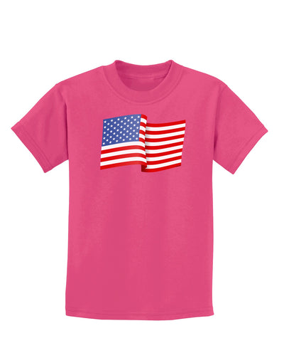 Patriotic Waving USA American Flag Childrens Dark T-Shirt-Childrens T-Shirt-TooLoud-Sangria-X-Small-Davson Sales