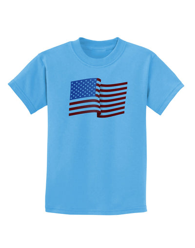 Patriotic Waving USA American Flag Childrens T-Shirt-Childrens T-Shirt-TooLoud-Aquatic-Blue-X-Small-Davson Sales