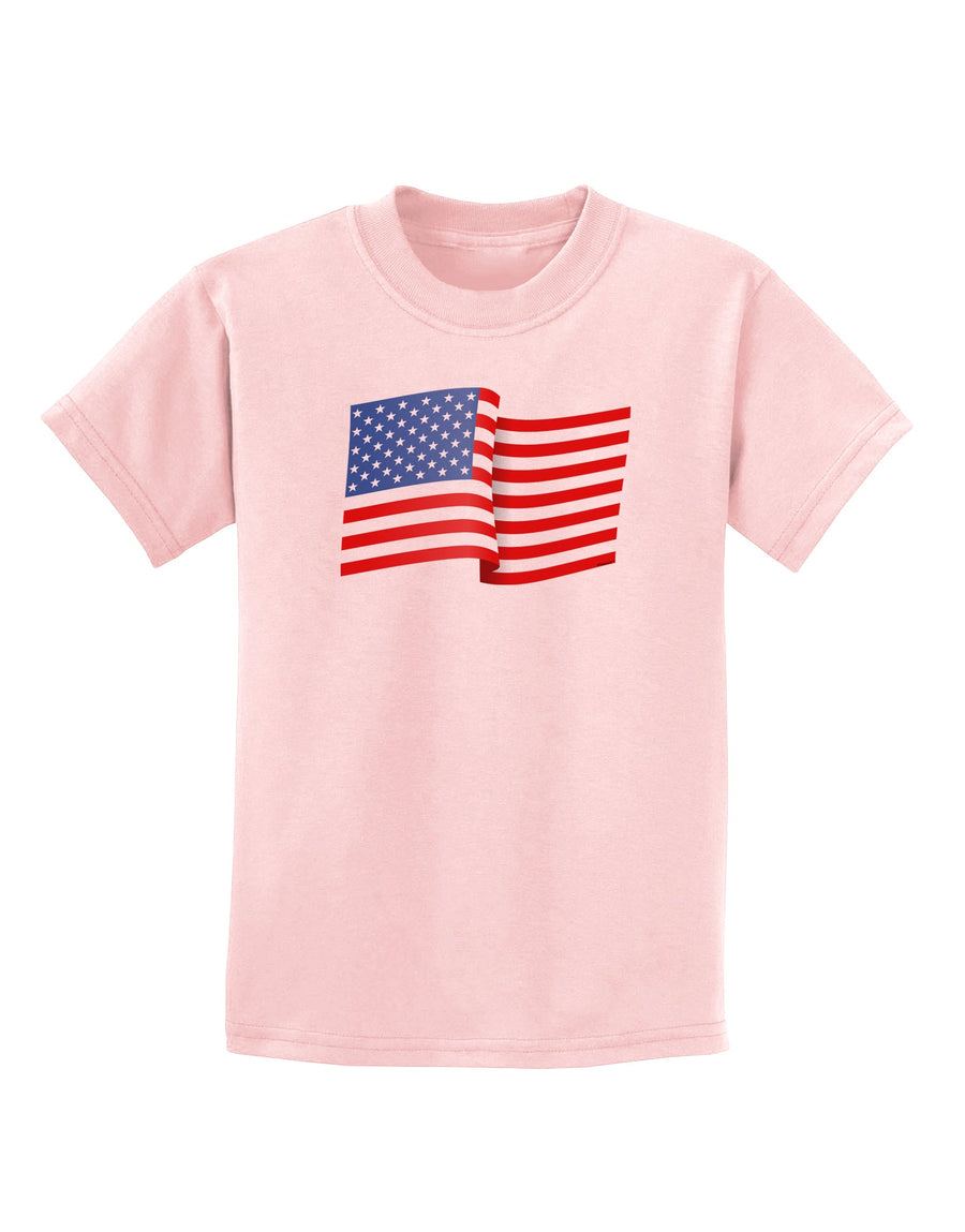 Patriotic Waving USA American Flag Childrens T-Shirt-Childrens T-Shirt-TooLoud-White-X-Small-Davson Sales