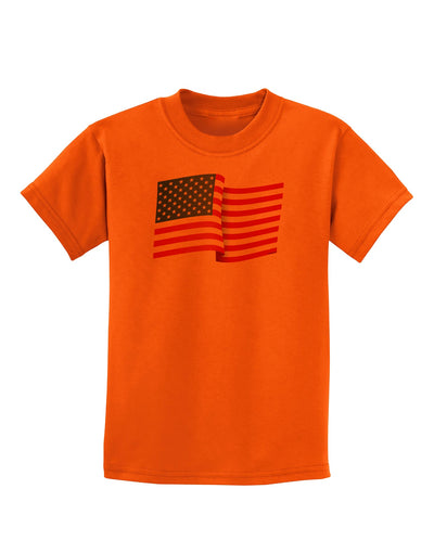 Patriotic Waving USA American Flag Childrens T-Shirt-Childrens T-Shirt-TooLoud-Orange-X-Small-Davson Sales