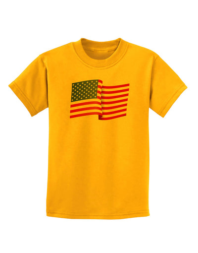 Patriotic Waving USA American Flag Childrens T-Shirt-Childrens T-Shirt-TooLoud-Gold-X-Small-Davson Sales