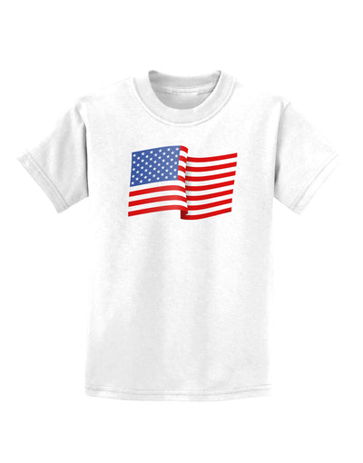 Patriotic Waving USA American Flag Childrens T-Shirt-Childrens T-Shirt-TooLoud-White-X-Small-Davson Sales