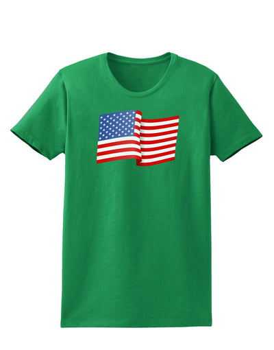 Patriotic Waving USA American Flag Womens Dark T-Shirt-TooLoud-Kelly-Green-X-Small-Davson Sales