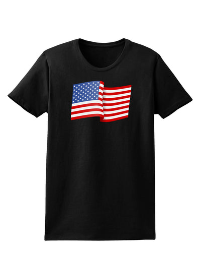 Patriotic Waving USA American Flag Womens Dark T-Shirt-TooLoud-Black-X-Small-Davson Sales