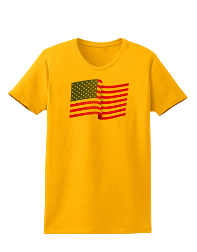 Patriotic Waving USA American Flag Womens T-Shirt-Womens T-Shirt-TooLoud-Gold-X-Small-Davson Sales