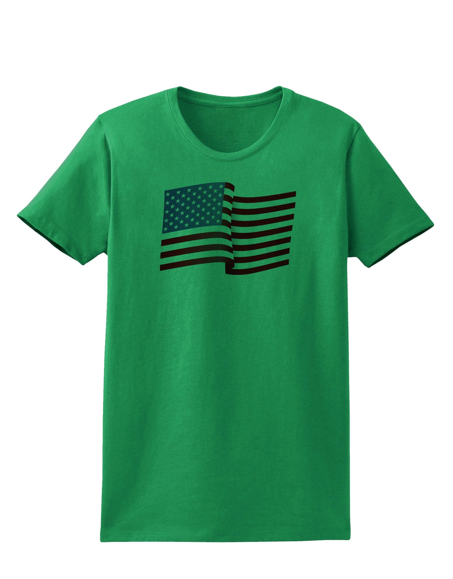 Patriotic Waving USA American Flag Womens T-Shirt-Womens T-Shirt-TooLoud-Kelly-Green-X-Small-Davson Sales