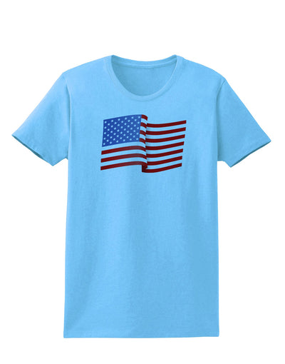 Patriotic Waving USA American Flag Womens T-Shirt-Womens T-Shirt-TooLoud-Aquatic-Blue-X-Small-Davson Sales