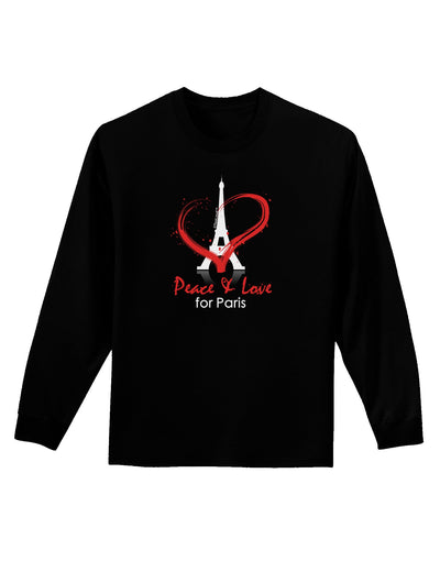 Peace & Love For Paris Adult Long Sleeve Dark T-Shirt-TooLoud-Black-Small-Davson Sales