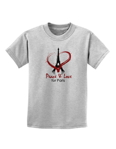 Peace & Love For Paris Childrens T-Shirt-Childrens T-Shirt-TooLoud-AshGray-X-Small-Davson Sales