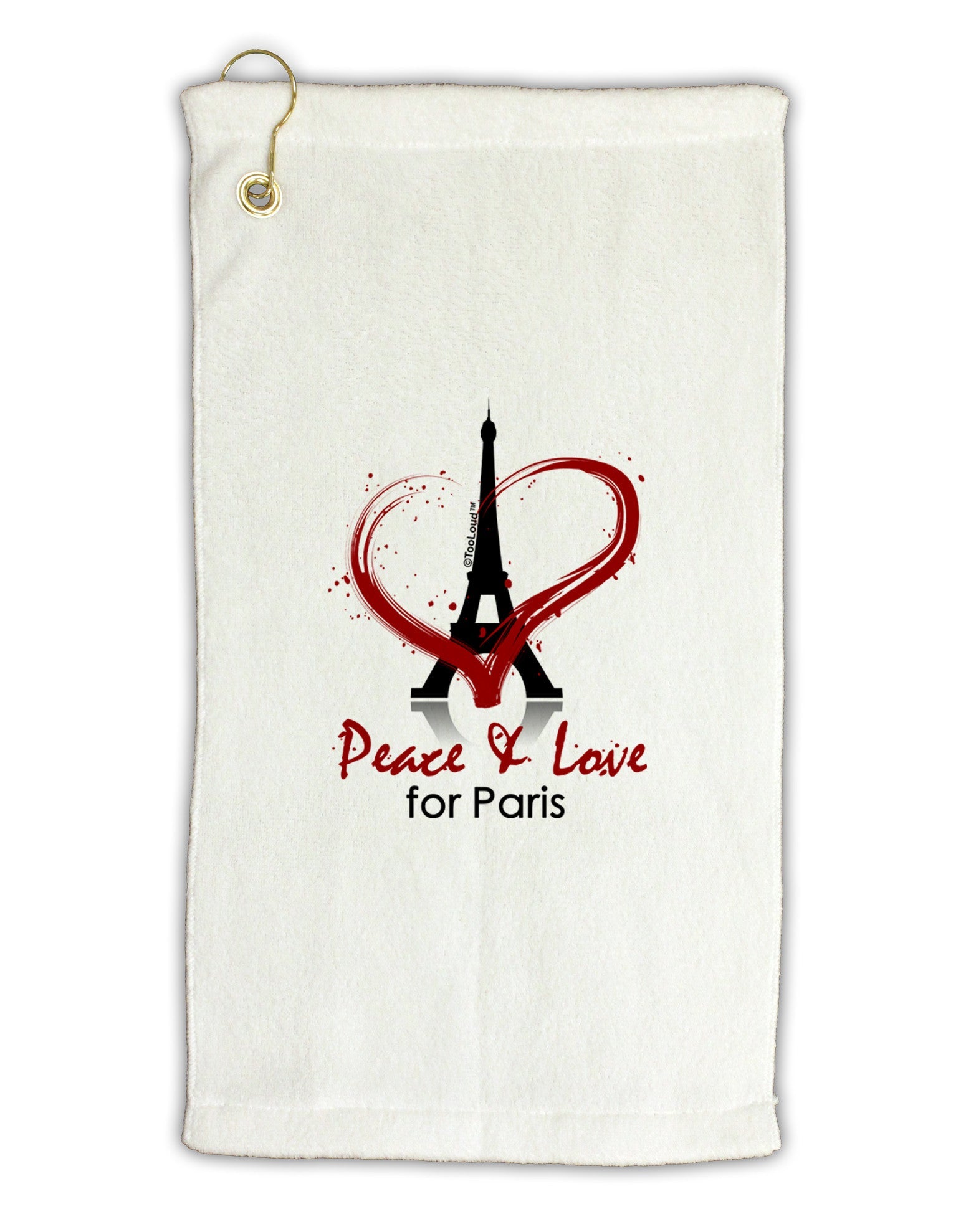 Peace & Love For Paris Micro Terry Gromet Golf Towel 16 x 25 inch-Golf Towel-TooLoud-White-Davson Sales