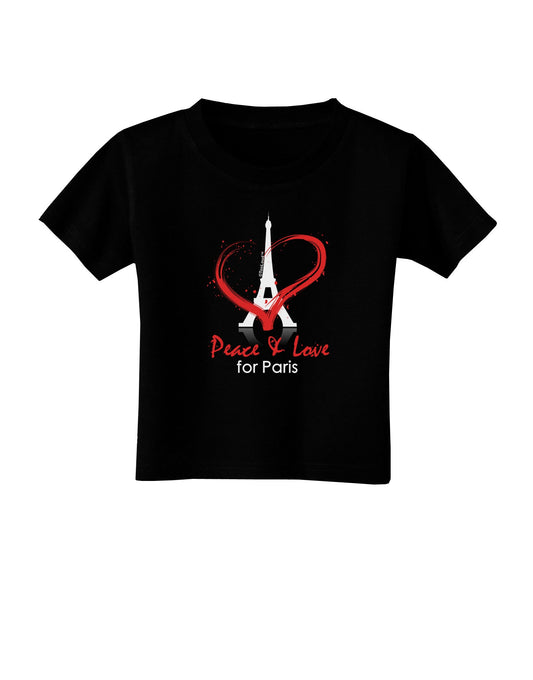 Peace & Love For Paris Toddler T-Shirt Dark-Toddler T-Shirt-TooLoud-Black-2T-Davson Sales