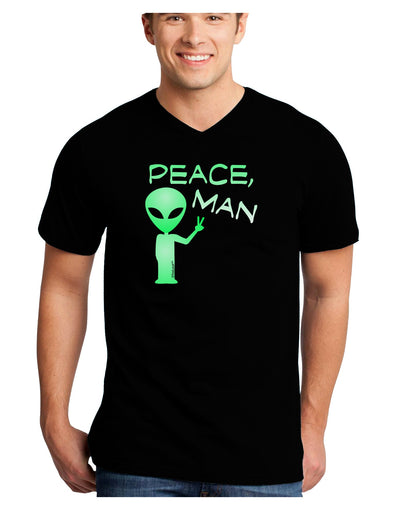 Peace Man Alien Adult Dark V-Neck T-Shirt-TooLoud-Black-Small-Davson Sales