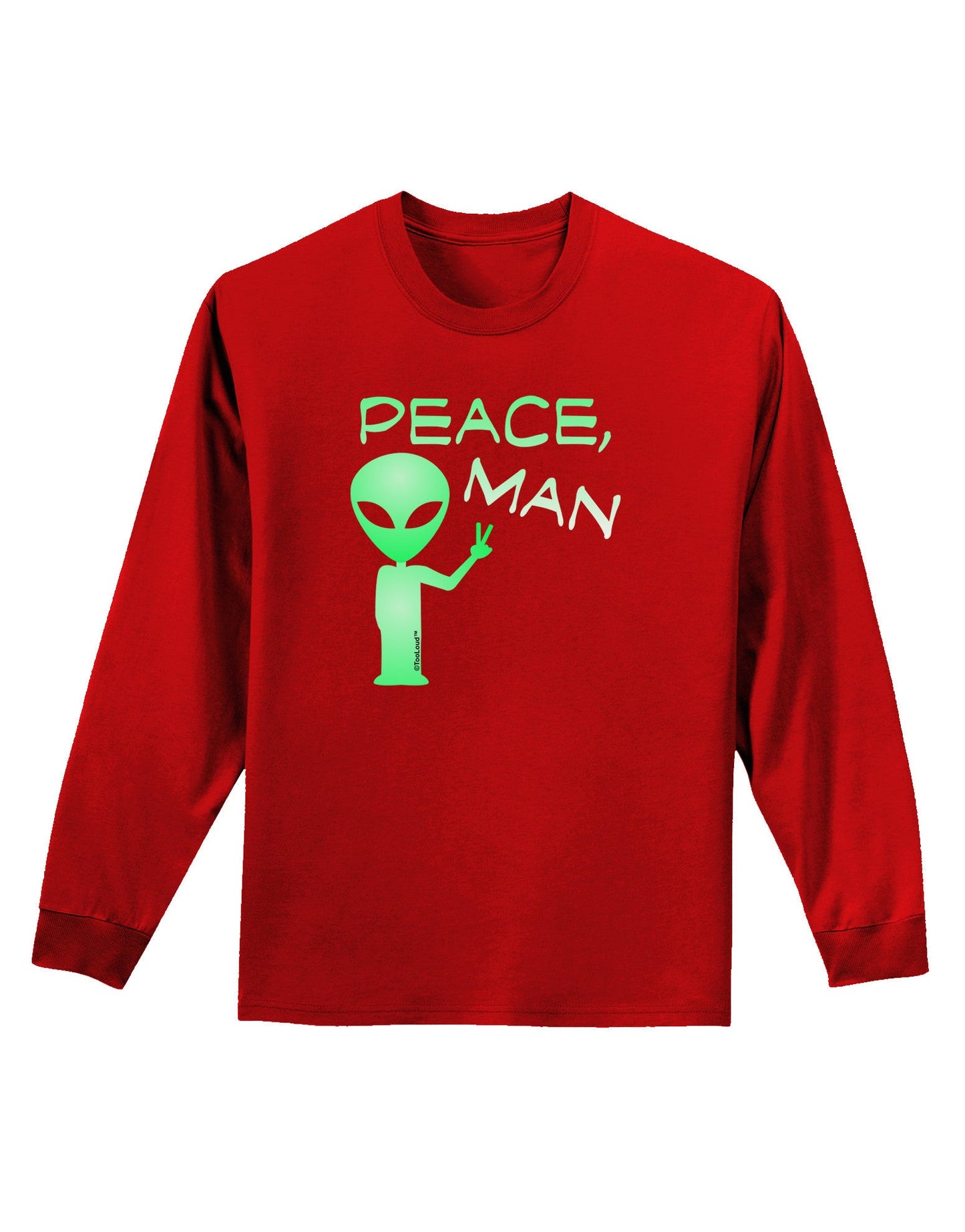 Peace Man Alien Adult Long Sleeve Dark T-Shirt-TooLoud-Red-Small-Davson Sales