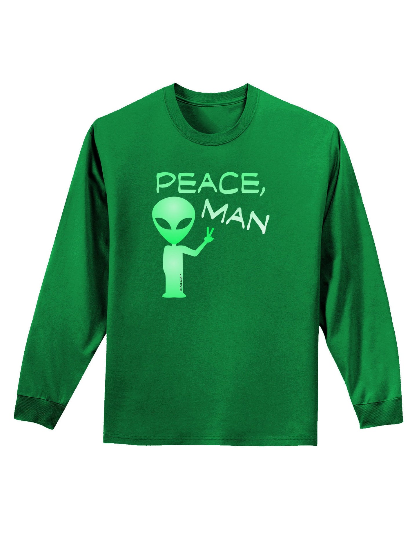 Peace Man Alien Adult Long Sleeve Dark T-Shirt-TooLoud-Kelly-Green-Small-Davson Sales