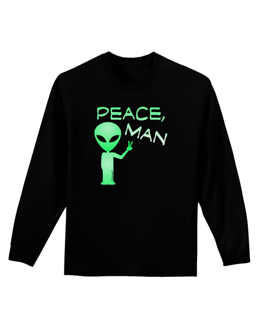 Peace Man Alien Adult Long Sleeve Dark T-Shirt-TooLoud-Black-Small-Davson Sales