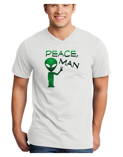 Peace Man Alien Adult V-Neck T-shirt-Mens V-Neck T-Shirt-TooLoud-White-Small-Davson Sales