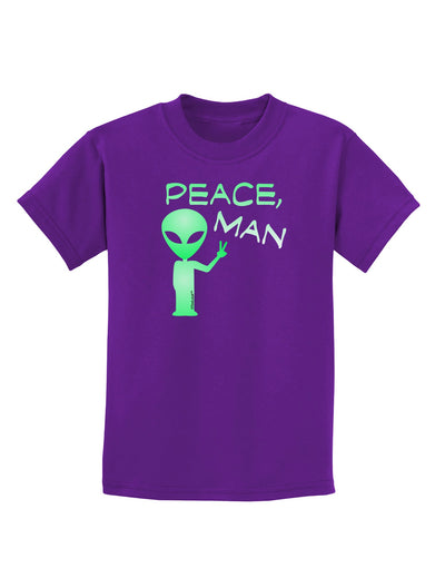 Peace Man Alien Childrens Dark T-Shirt-Childrens T-Shirt-TooLoud-Purple-X-Small-Davson Sales