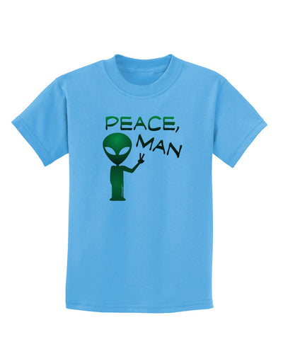 Peace Man Alien Childrens T-Shirt-Childrens T-Shirt-TooLoud-Aquatic-Blue-X-Small-Davson Sales