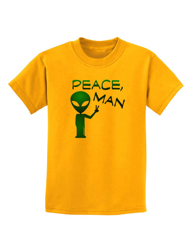 Peace Man Alien Childrens T-Shirt-Childrens T-Shirt-TooLoud-Gold-X-Small-Davson Sales