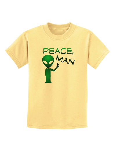 Peace Man Alien Childrens T-Shirt-Childrens T-Shirt-TooLoud-Daffodil-Yellow-X-Small-Davson Sales