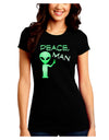 Peace Man Alien Juniors Petite Crew Dark T-Shirt-T-Shirts Juniors Tops-TooLoud-Black-Juniors Fitted Small-Davson Sales