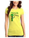 Peace Man Alien Juniors Petite T-Shirt-T-Shirts Juniors Tops-TooLoud-Yellow-Juniors Fitted X-Small-Davson Sales