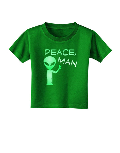 Peace Man Alien Toddler T-Shirt Dark-Toddler T-Shirt-TooLoud-Clover-Green-2T-Davson Sales