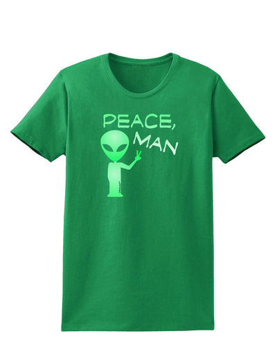 Peace Man Alien Womens Dark T-Shirt-TooLoud-Kelly-Green-X-Small-Davson Sales